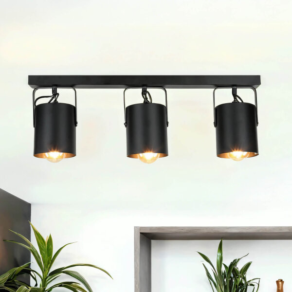 Projecteur de plafond noir 3 flmg E27