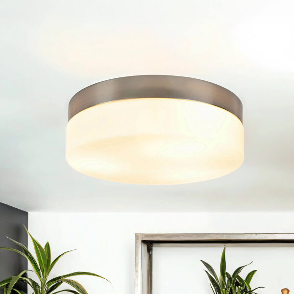 Plafonnier verre mat nickel