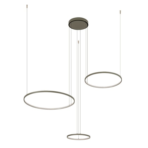 Suspension LED aluminium olive de soie 45 W 3 flammes