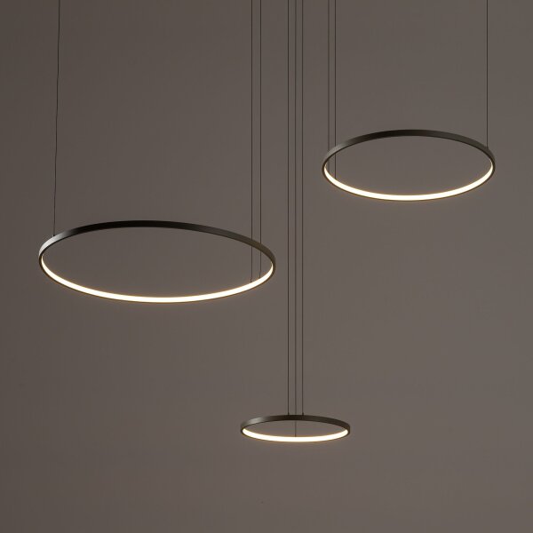 Suspension LED aluminium olive de soie 45 W 3 flammes