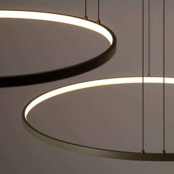 Suspension LED aluminium olive de soie 45 W 3 flammes