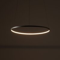 Lampe LED à suspendre anneau aluminium soie olive...