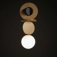 Lampe à suspendre naturelle Boule de verre Bois G9...