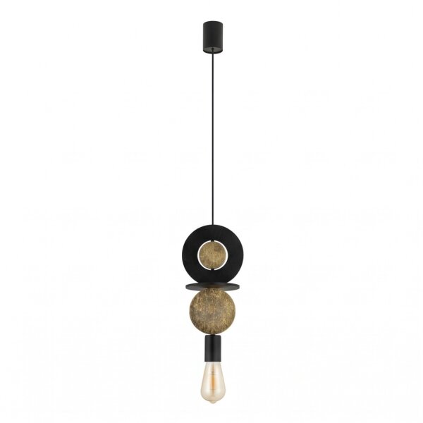 Lampe à suspendre ronde bois métal Ø16 cm E27 décoratif