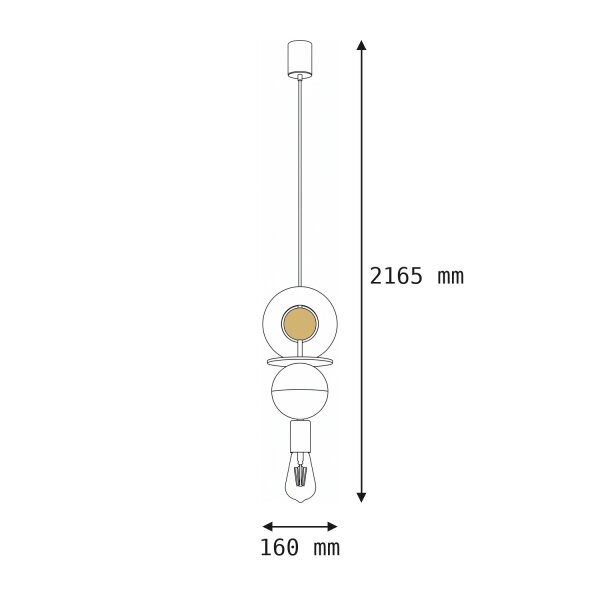 Lampe à suspendre ronde bois métal Ø16 cm E27 décoratif