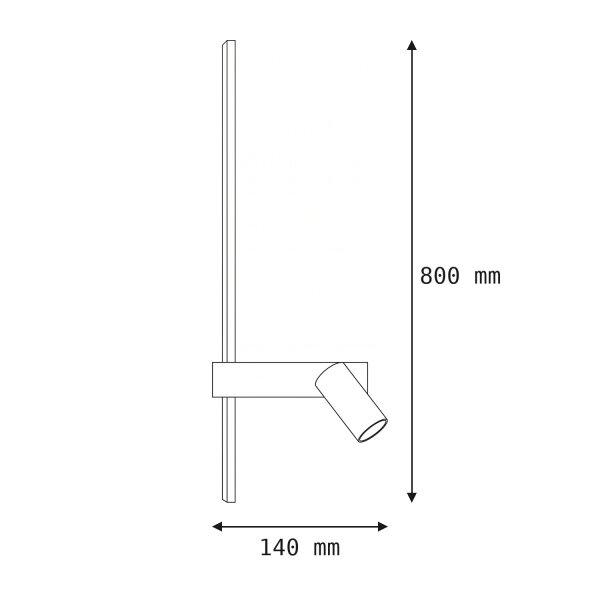 Applique LED noire aluminium GU10 H:80 cm indirecte