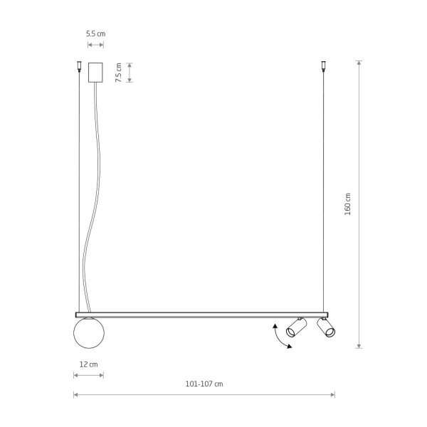 Lampe à suspendre flexible aluminium verre 107 cm Umbra Gris
