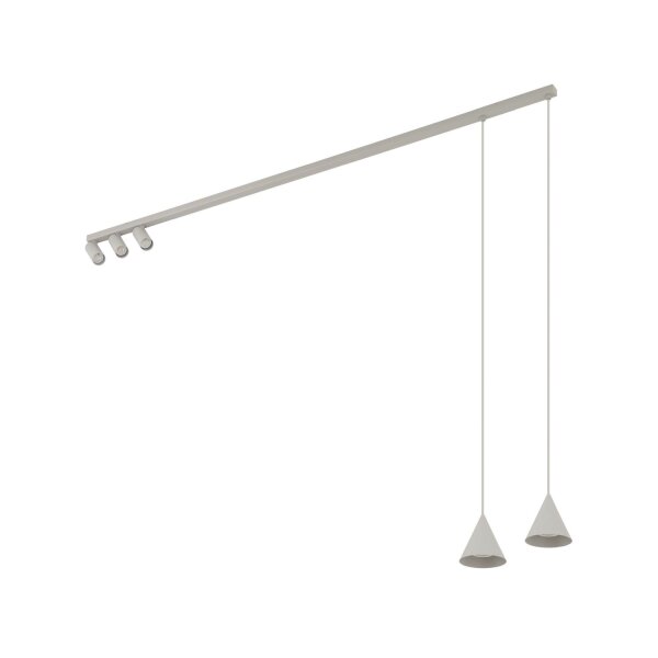 Suspension mobile métal gris soie GU10 160 cm