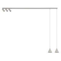Suspension mobile métal gris soie GU10 160 cm
