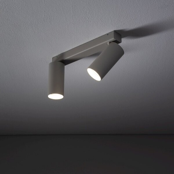 Spot de plafond 2 flammes flexible aluminium gris soie GU10