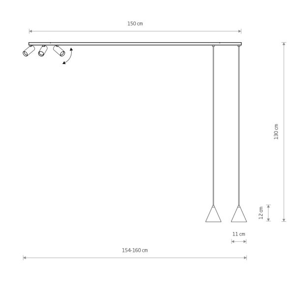 Suspension réglable métal blanc GU10 160 cm de long