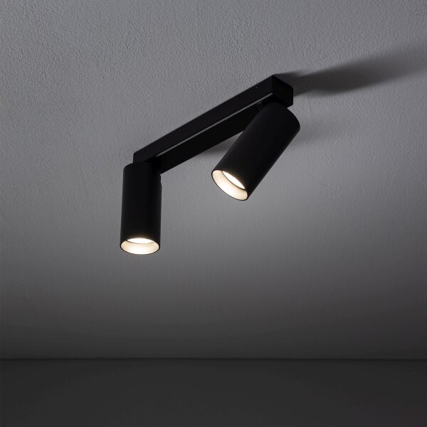 Spot de plafond 2 flammes orientable aluminium noir GU10