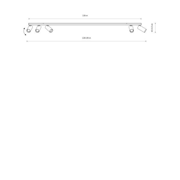 Spot de plafond orientable GU10 noir métal 130 cm