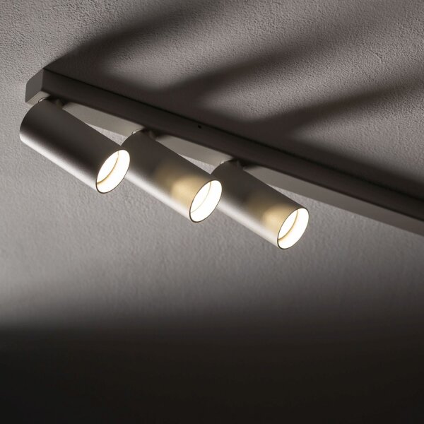 Long spot de plafond gris soie 212 cm GU10 7-flamme