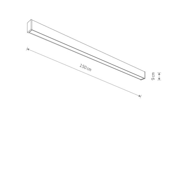 Plafonnier LED noir aluminium 3000 lm L:150 cm