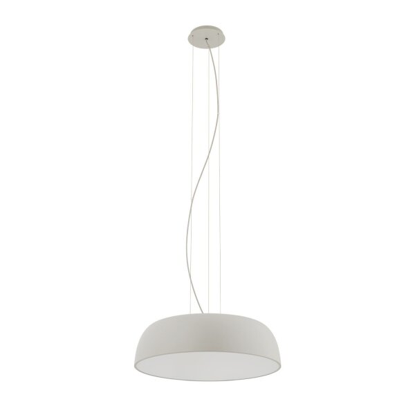 Suspension ronde métal gris soie blanc E27 Ø58 cm