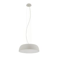 Suspension ronde m&eacute;tal gris soie blanc E27...