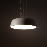 Suspension ronde métal gris soie blanc E27...