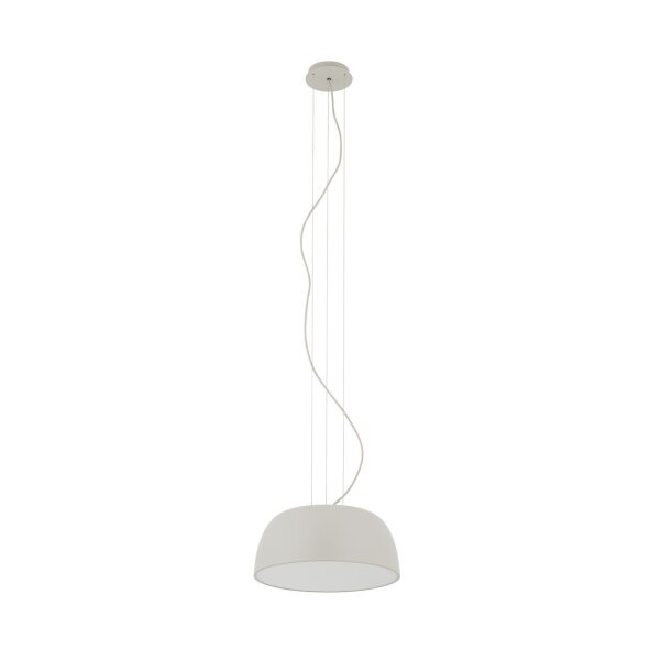 Suspension ronde métal gris soie blanc E27 Ø38 cm