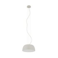 Suspension ronde m&eacute;tal gris soie blanc E27...