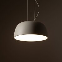 Suspension ronde métal gris soie blanc E27...