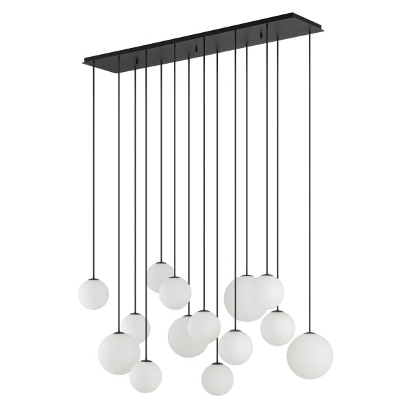 Grande lampe suspendue verre métal noir blanc G9 14-flmg