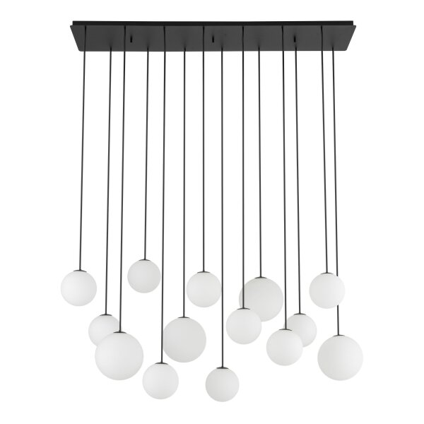 Grande lampe suspendue verre métal noir blanc G9 14-flmg