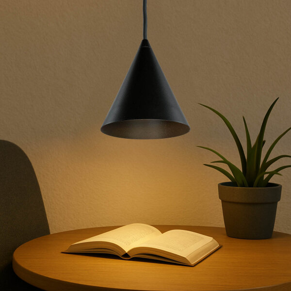 Suspension ronde noire Ø11 cm GU10 Métal Moderne