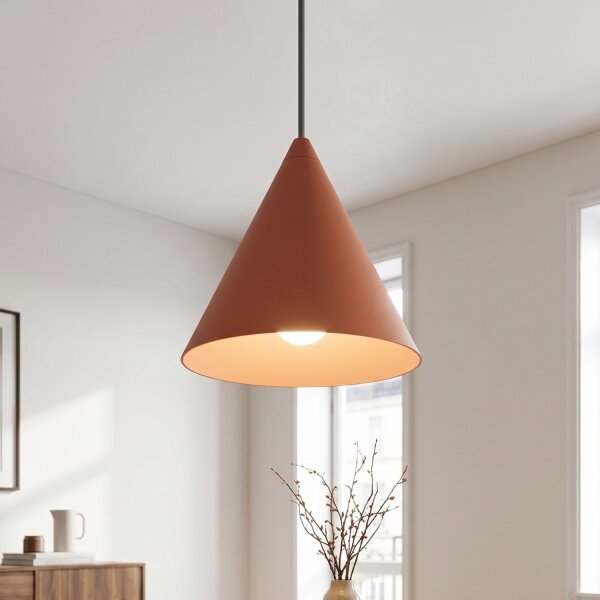 Lampe à suspendre ronde terre cuite Ø11 cm GU10 métal cône