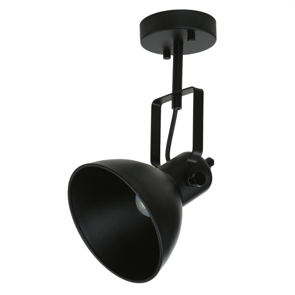 Spot lampe noir métal rond rétro DALLAS