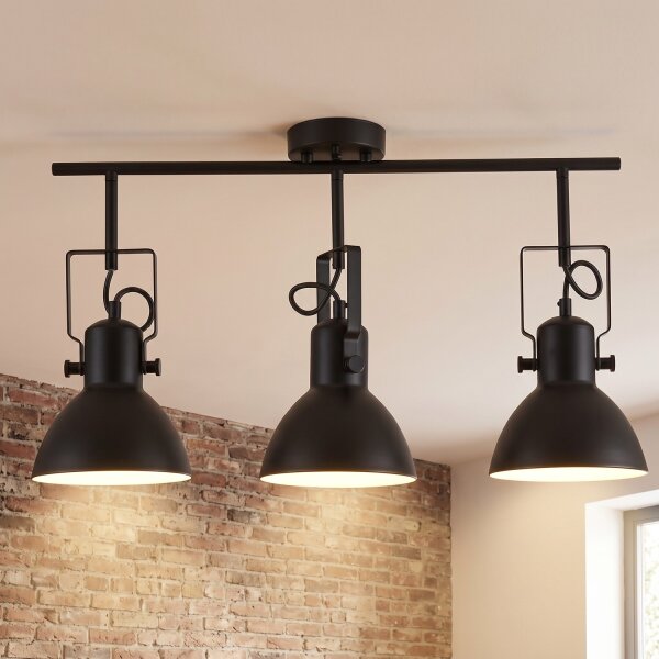 Spot de plafond noir métal E16 rétro salon