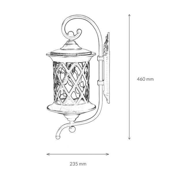 Applique murale rustique dextérieur brun antique E27 LANTERN