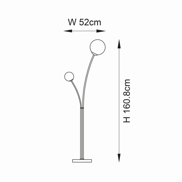 Lampadaire verre métal 160,8 cm en laiton blanc 2x G9