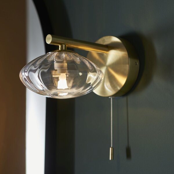 Applique murale avec interrupteur IP44 métal verre en laiton G9