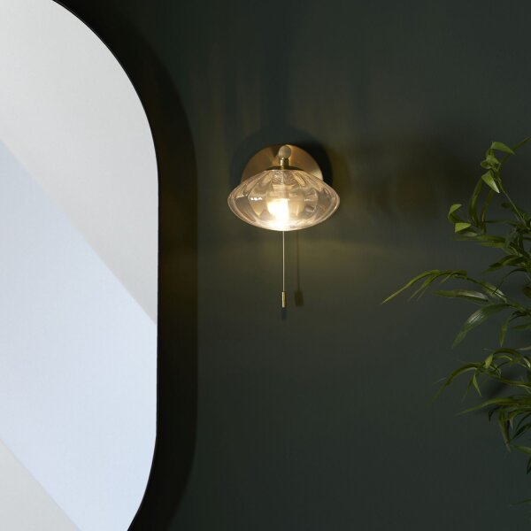 Applique murale avec interrupteur IP44 métal verre en laiton G9