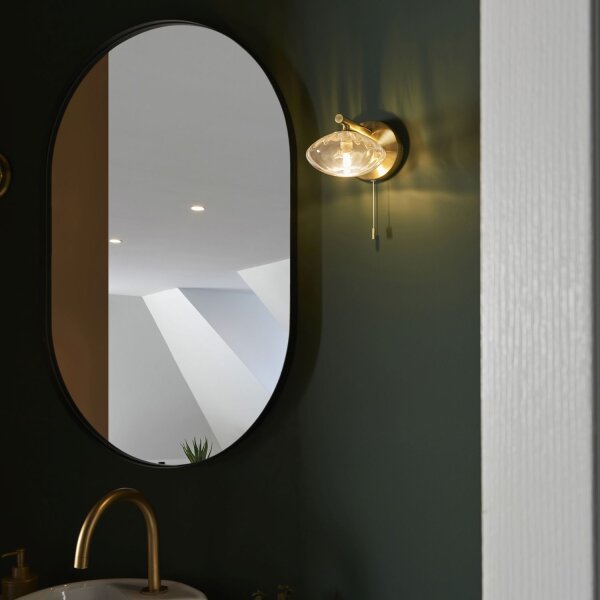 Applique murale avec interrupteur IP44 métal verre en laiton G9