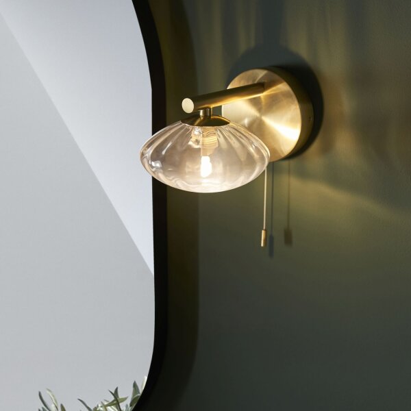 Applique murale avec interrupteur IP44 métal verre en laiton G9