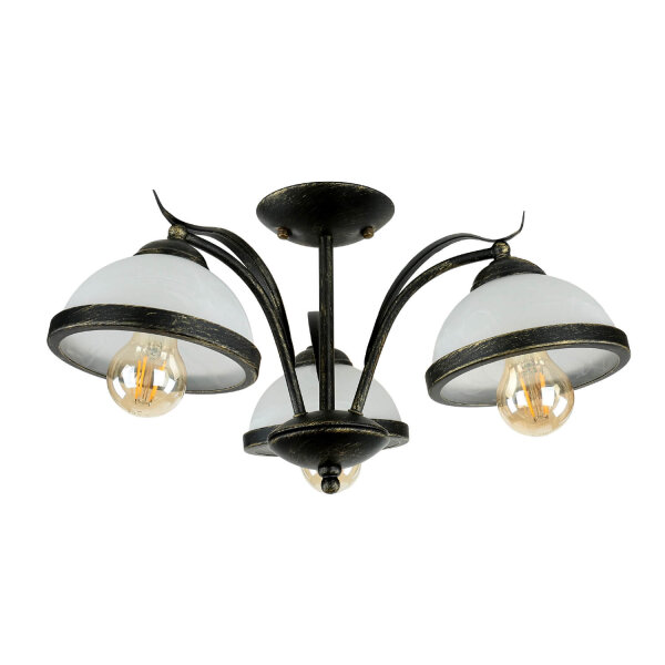 Plafonnier KORFU en laiton antique 3-flmg