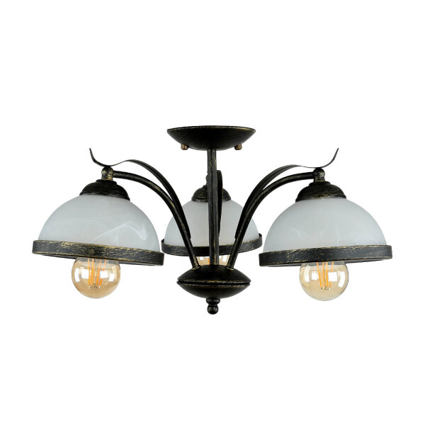 Plafonnier KORFU en laiton antique 3-flmg
