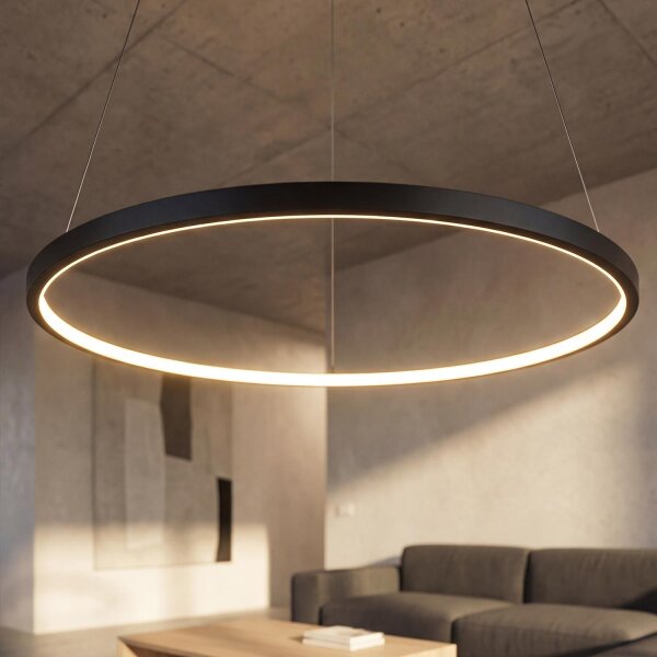 Suspension LED Ring Ø 60 cm Noir 2700 K 660 lm Métal