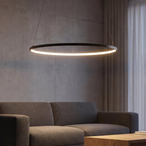 Suspension LED Ring Ø 60 cm Noir 2700 K 660 lm Métal