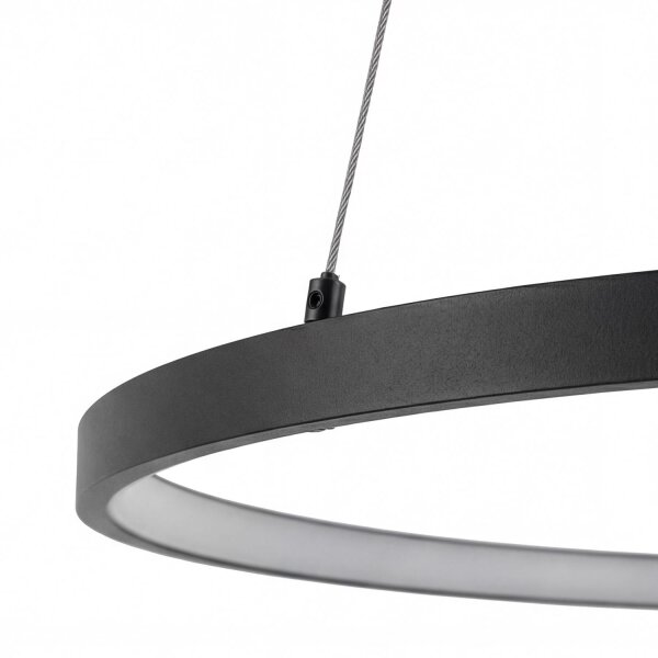 Suspension LED Ring Ø 60 cm Noir 2700 K 660 lm Métal