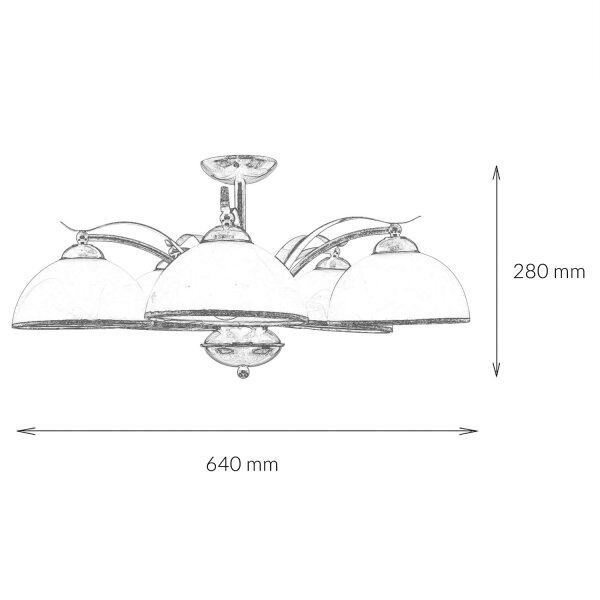 Plafonnier KORFU en laiton antique 5-flmg