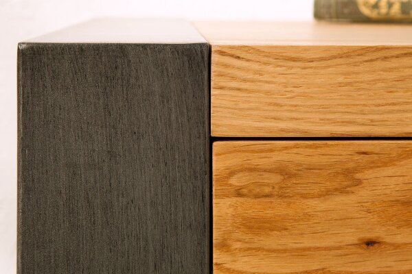 XXL Sideboard chêne sauvage largeur 200 cm piètement traîneau industriel