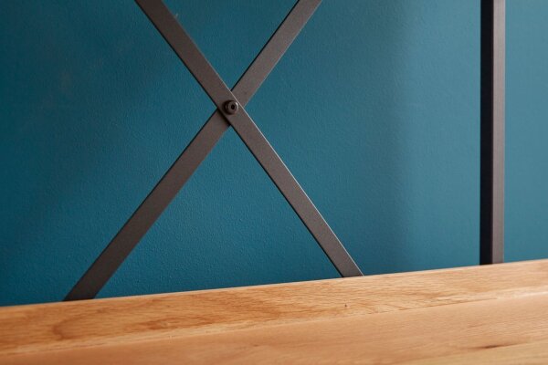 Étagère design industriel 90 x 166 cm placage bois véritable métal