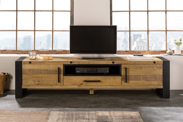 TV Lowboard 200 cm de large piètement à patins Design industriel