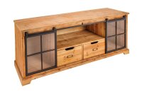 TV Lowboard Bois Verre Métal Rustique 160 cm...