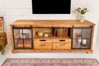 TV Lowboard Bois Verre Métal Rustique 160 cm...