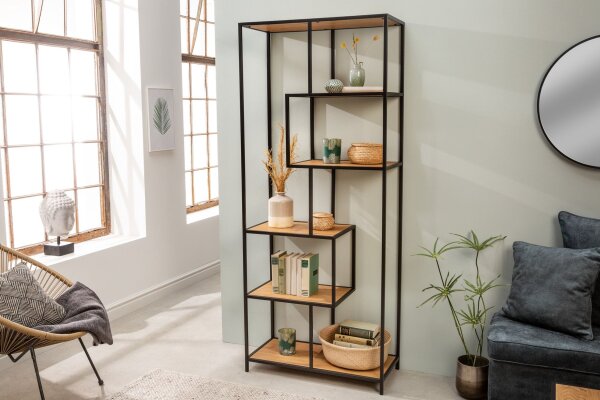 Étagère moderne aspect bois 77 x 185 cm asymétrique