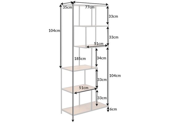 Étagère moderne aspect bois 77 x 185 cm asymétrique